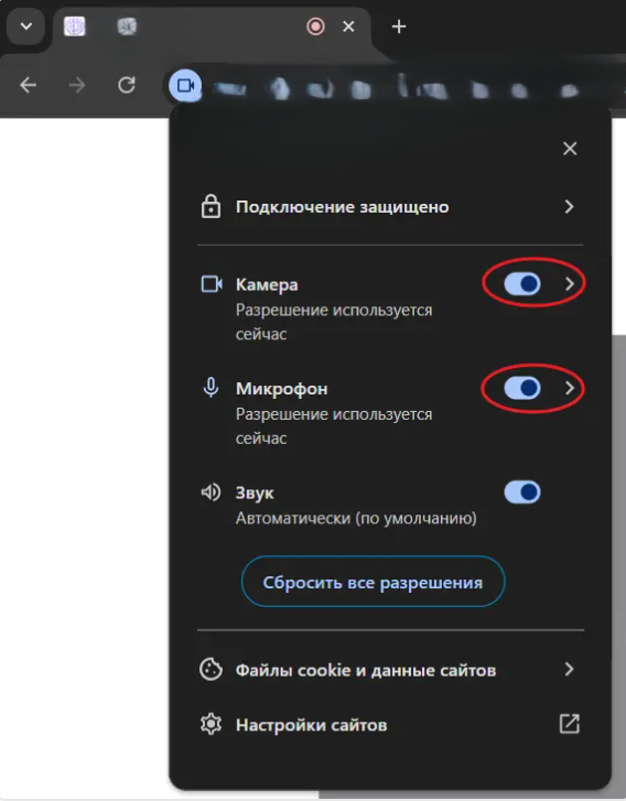 macOS: проверить включенные переключатели камеры и микрофона